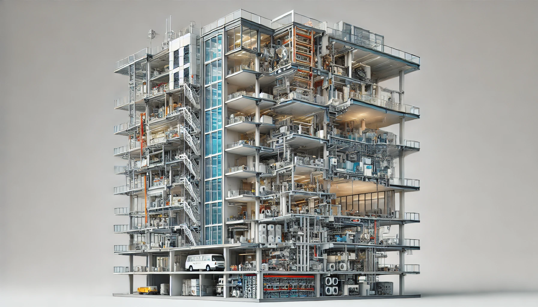 Maquette BIM détaillée d'un bâtiment technique