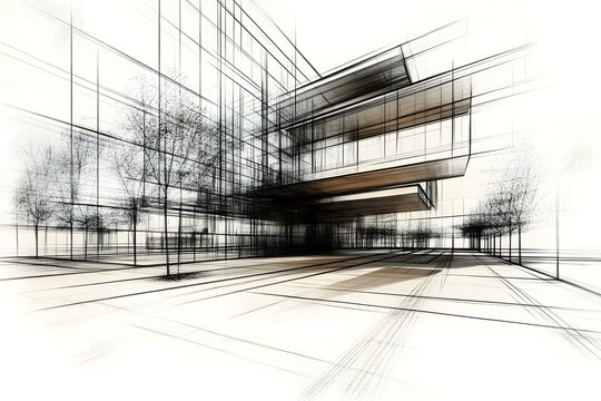 Esquisse architecturale d'un bâtiment contemporain
